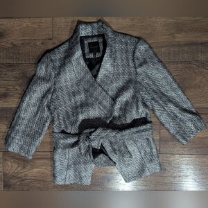 The Limited Gray & Silver Metallic Boucle Jacket w/ Belt Size Small Lined NWOT!